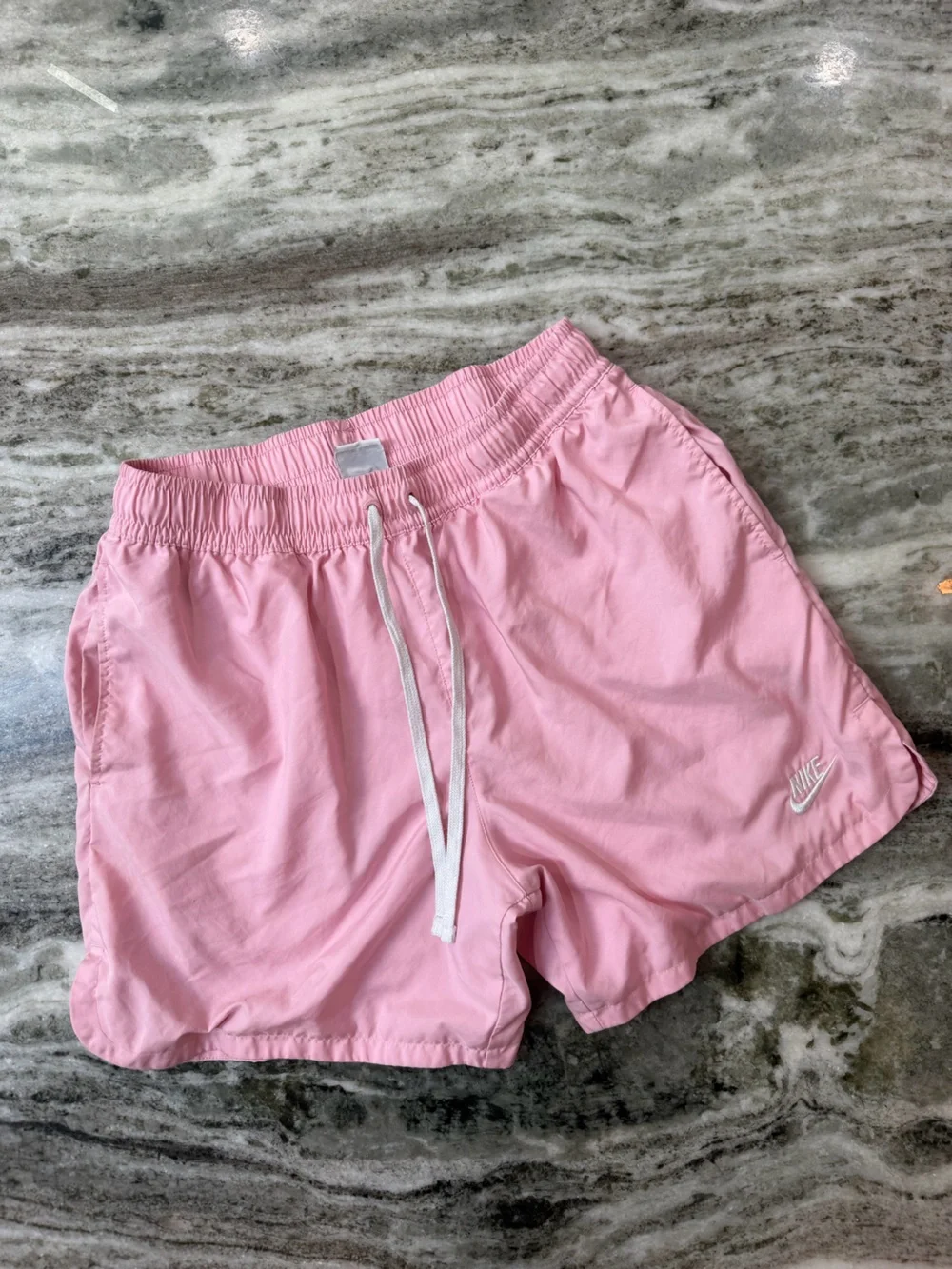 Nike Men’s Light Pink Athletic Swim Shorts with White Drawstring